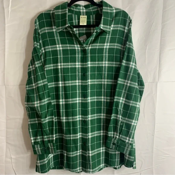 Blair Women’s Plaid Green Flannel Button Up Long Sleeve Shirt, size L - Picture 12 of 12